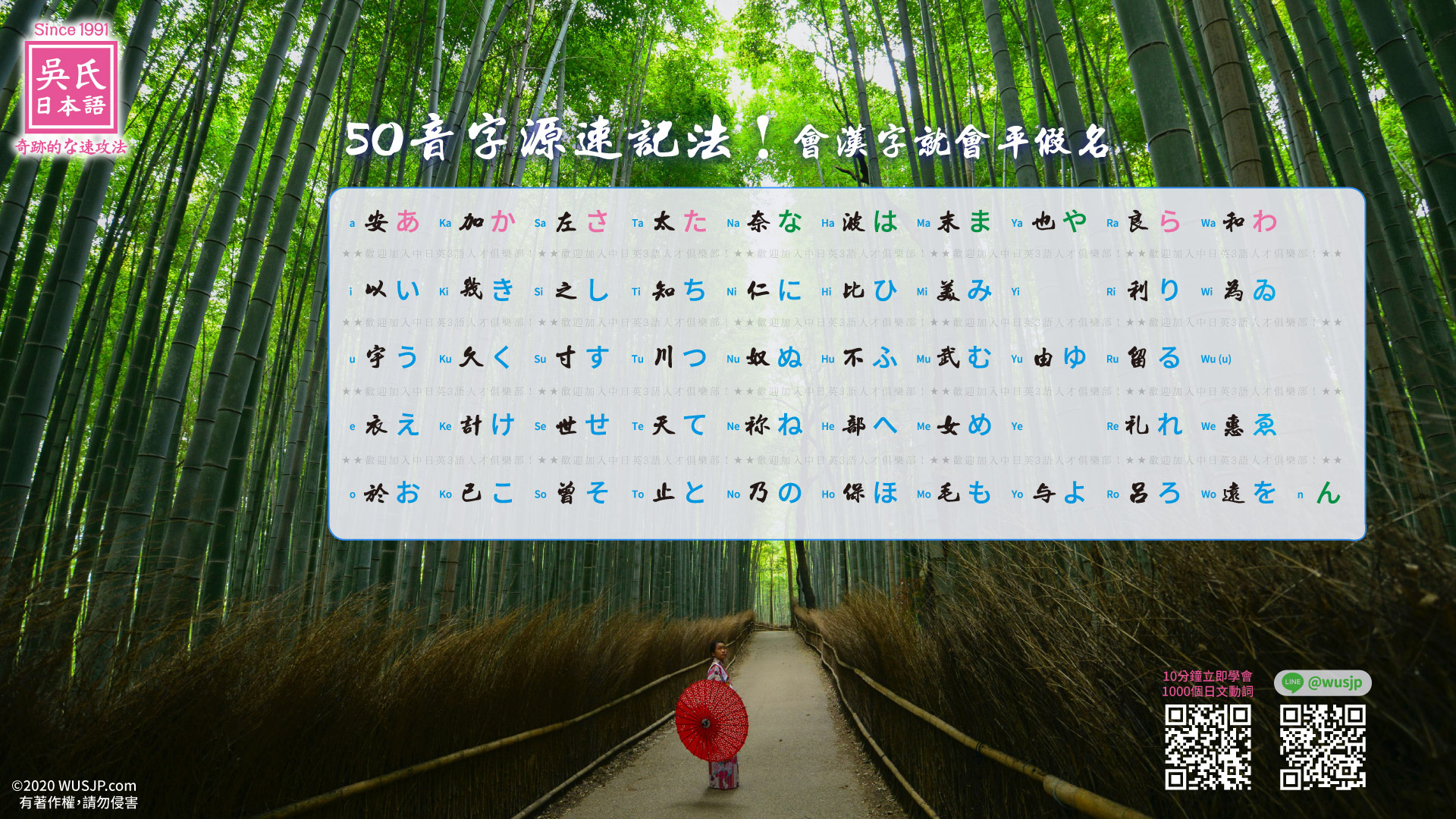 50音字源表桌布